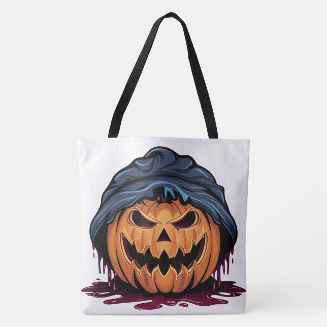 Tote Bag Pumpkin Halloween Séris 7 13 Tygkasse (Framsida)