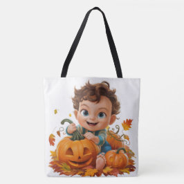 Tote Bag Pumpkin Halloween Séris 7 18 Tygkasse
