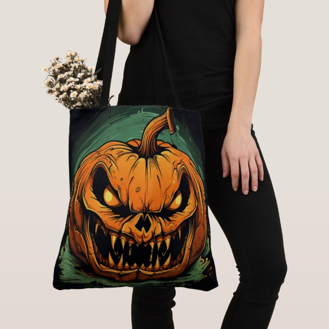 Tote Bag Pumpkin Pandemonium Tygkasse (Närbild)