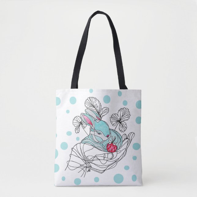 Tote Bag Rabbit i Hand Tygkasse (Framsida)