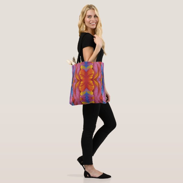 Tote Bag Rainbow Tulip Abstrakt Tygkasse (På modell)