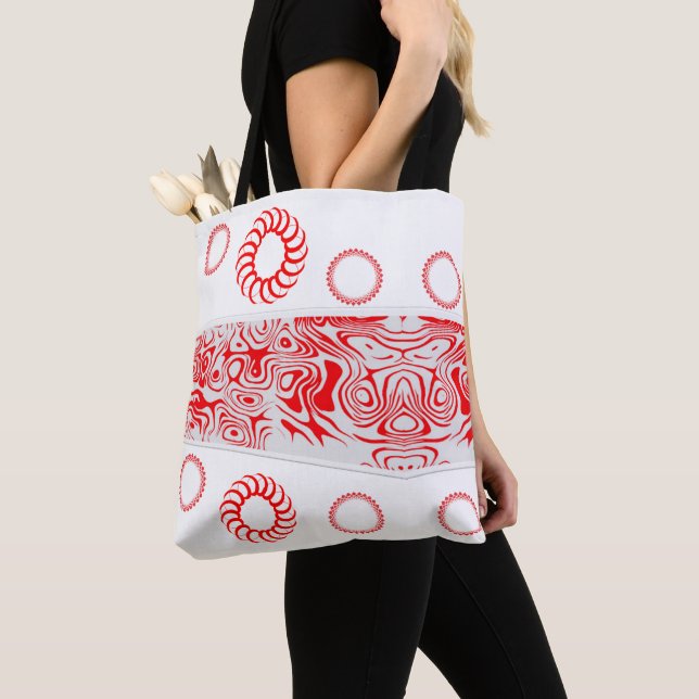 Tote bag Red and White Tygkasse (Närbild)