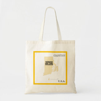 Tote Bag - Rhode Island Statskarta med Stad Tygkasse