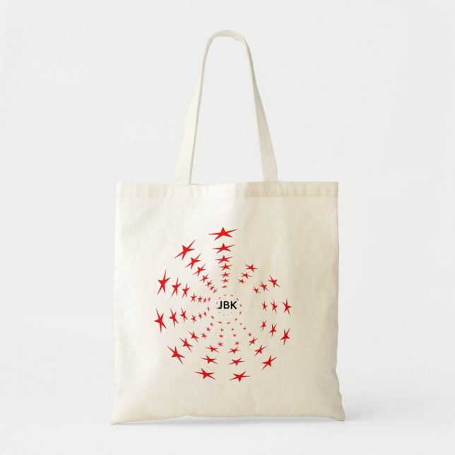 Tote Bag - Röda stjärnspiraler och initialer Tygkasse (Framsidan)
