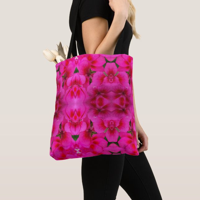 Tote Bag Rosa Geranium Tygkasse (Närbild)