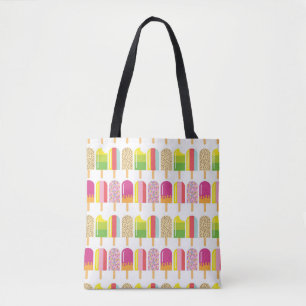 Tote Bag - Rosa, Grönt och Gult Ice Lollies Tygkasse