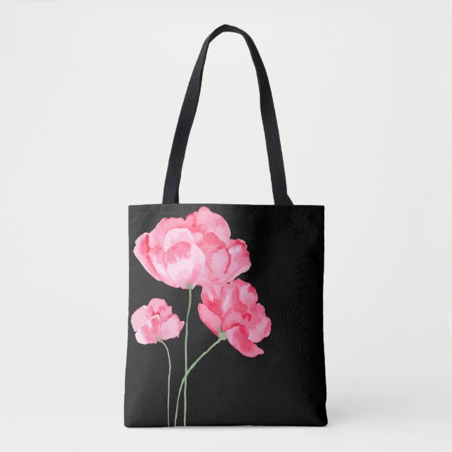Tote Bag-Rosa Poppies Tygkasse (Framsida)
