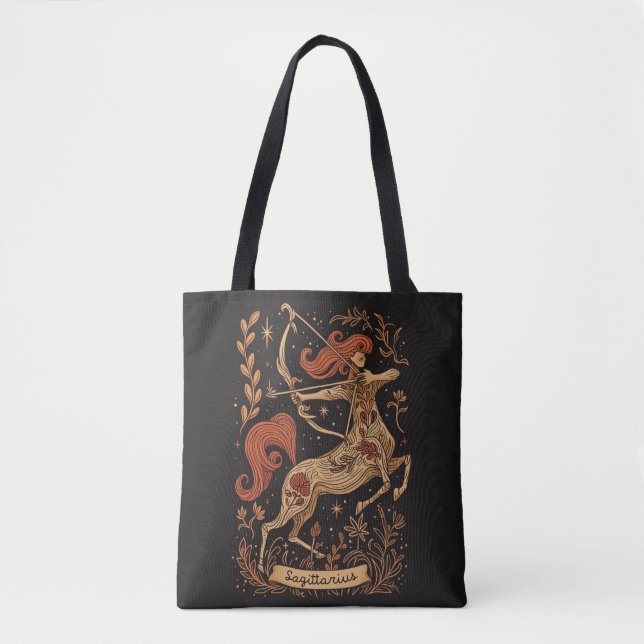 Tote Bag Sagittarius Celestial Zodiac Art Tygkasse (Framsida)