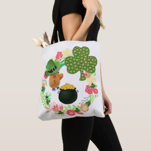 Tote Bag Saint patrick's day Nalle Blommigt Tygkasse