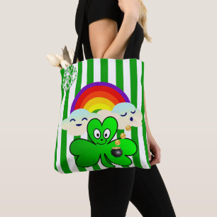Tote Bag Saint patrick's day Rainbow Klöver Tygkasse