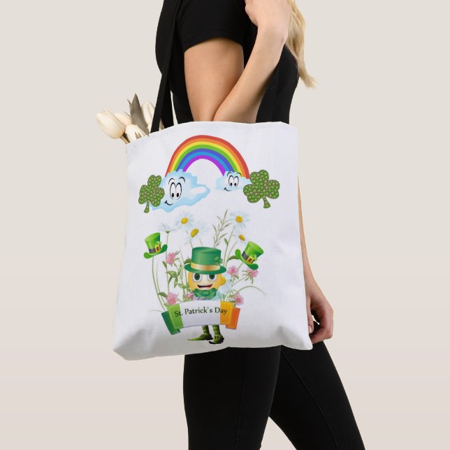 Tote Bag Saint patrick's day Rainbow Tygkasse (Närbild)