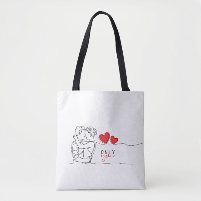 Tote Bag Saint-Valentin - Design art linéaire Tygkasse (Framsida)