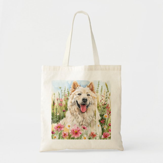 Tote Bag – Samoyed Canvas Hundälskarväska Tygkasse (Framsidan)