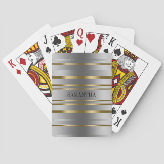 Tote Bag silver och Guld Rand Mönster Casinokort