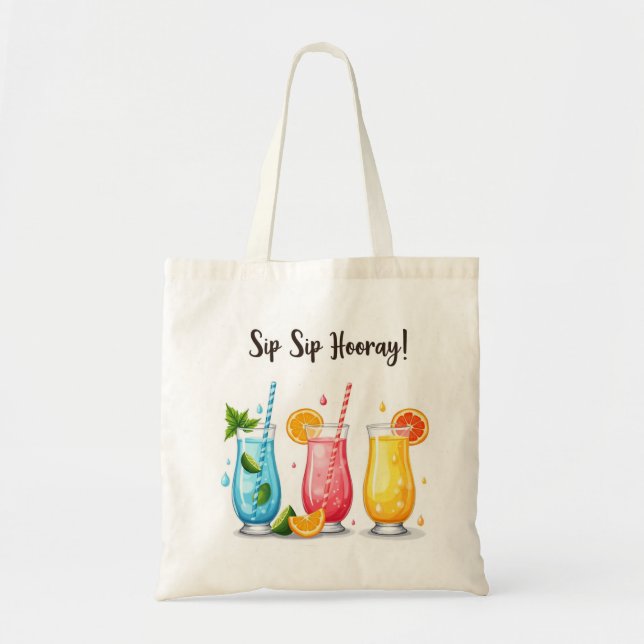 Tote Bag 🍋 Sip Sip Hooray, sommardrycker Tygkasse (Framsidan)