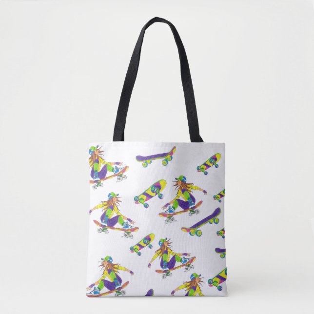 Tote Bag Skateboarder Girl Tygkasse (Framsida)