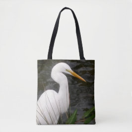 Tote Bag Snowy Egret Porträtt Design Tygkasse