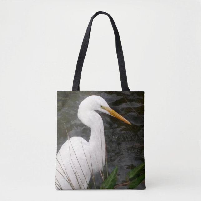 Tote Bag Snowy Egret Porträtt Design Tygkasse (Framsida)