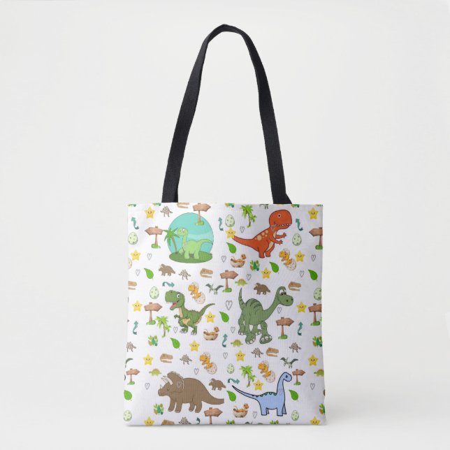 Tote Bag, söt dinosaurie vilda djur Tygkasse (Framsida)