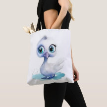 Tote Bag, Söt Vit Anka
