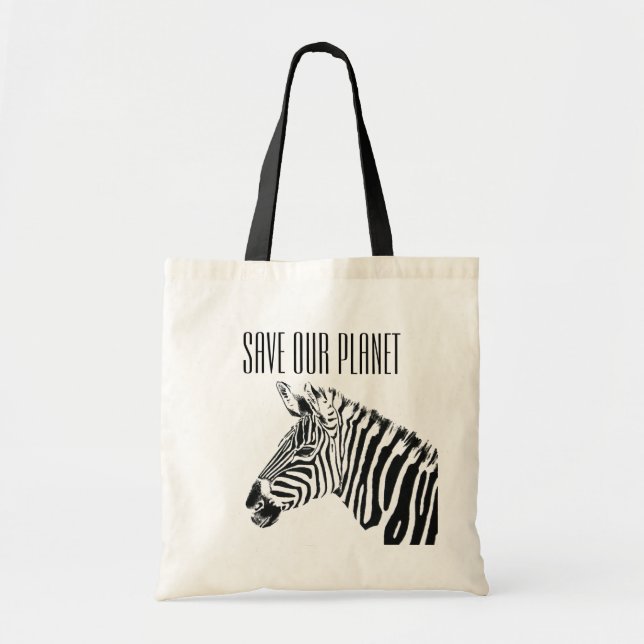 Tote Bag - Spara our Planet - Zebra Tygkasse (Framsidan)