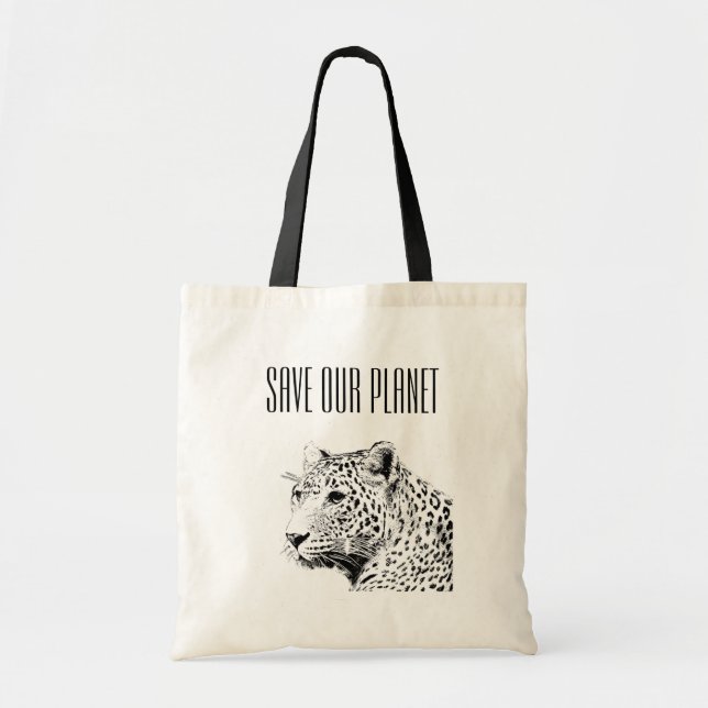 Tote Bag - Spara vår planet - Leopard Tygkasse (Framsidan)