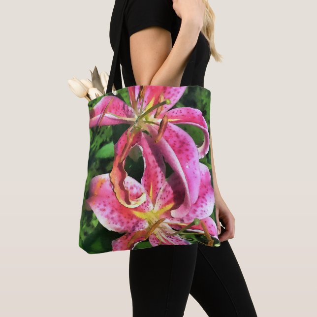 Tote Bag Stargazer Lilis Tygkasse (Närbild)