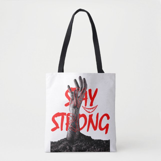 Tote Bag : Stay Strong Motivational Quote Design  Tygkasse (Framsida)