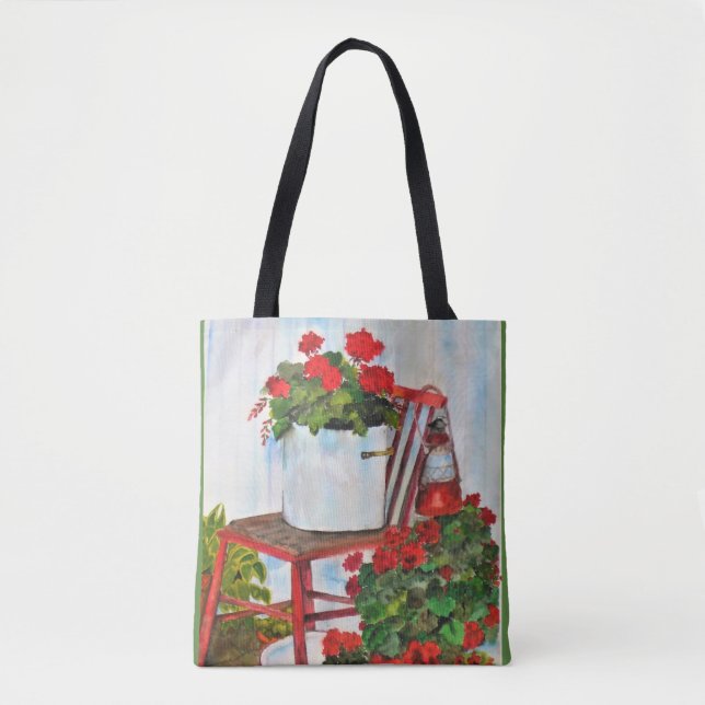 Tote Bag Summer Geraniums Totebag Tygkasse (Framsida)