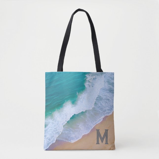 Tote Bag-surfa för havsvågsdesign, monogramgåva Tygkasse (Framsida)