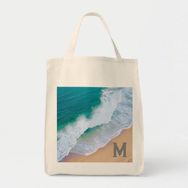 Tote Bag-surfa för havsvågsdesign, monogramgåva Tygkasse (Framsidan)