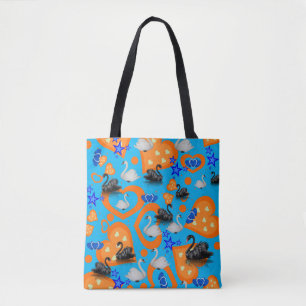 Tote bag Svan Orange Hearearts Tygkasse