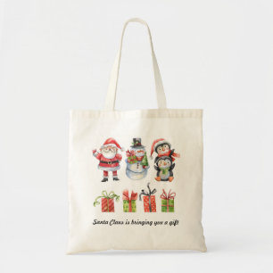 Tote Bag Tomte, Snöman & Pingvin Jul Tygkasse