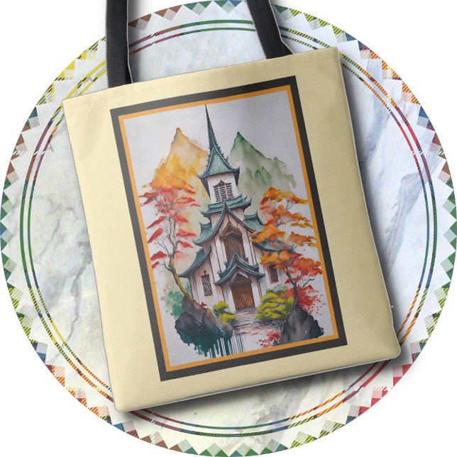 TOTE BAG - Tote of Two Pagodas Tygkasse (Skapare uppladdad)