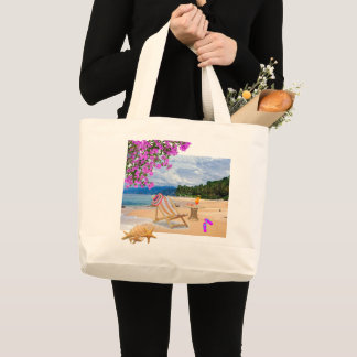 Tote Bag Tropical-strandinställning Jumbo Tygkasse