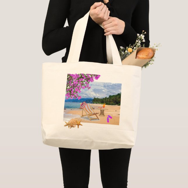 Tote Bag Tropical-strandinställning Jumbo Tygkasse (Framsida (produkt))
