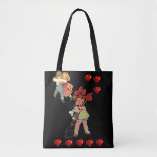 Tote bag valentines day kärlek hjärtan tygkasse