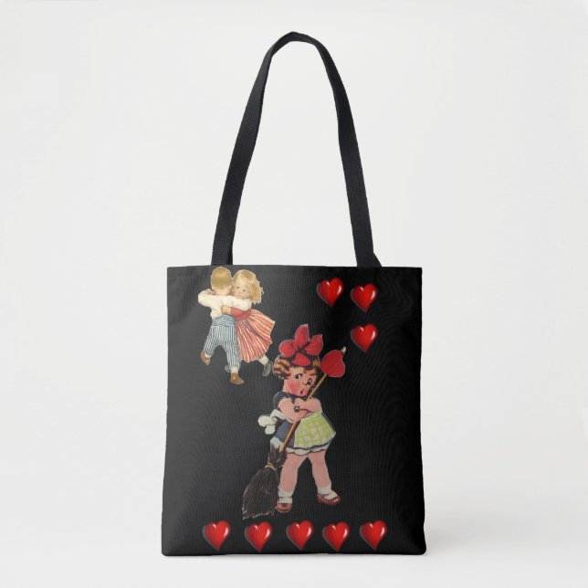 Tote bag valentines day kärlek hjärtan tygkasse (Framsida)