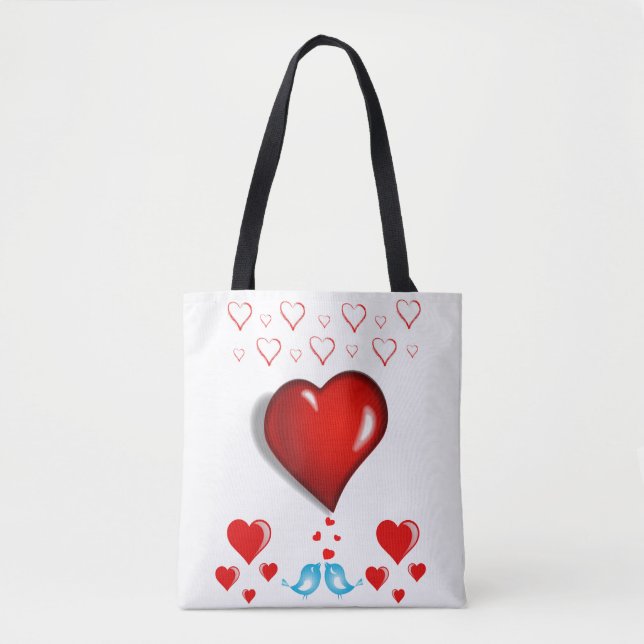 Tote bag valentines day kärlek hjärtan tygkasse (Framsida)