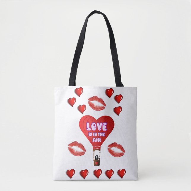 Tote bag valentines day kärlek hjärtan tygkasse (Framsida)