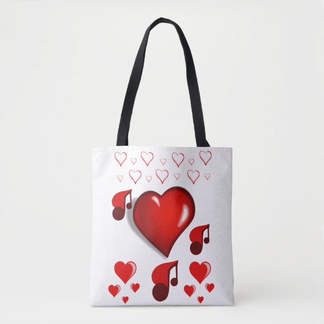 Tote bag valentines day kärlek hjärtan tygkasse (Framsida)