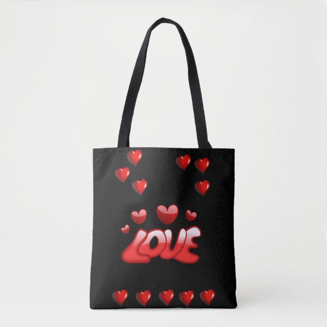 Tote bag valentines day kärlek hjärtan tygkasse (Framsida)