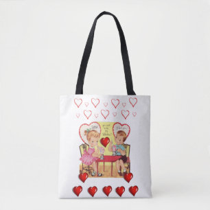 Tote bag valentines day kärlek hjärtan tygkasse