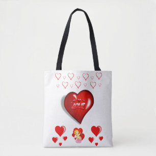 Tote bag valentines day kärlek hjärtan tygkasse