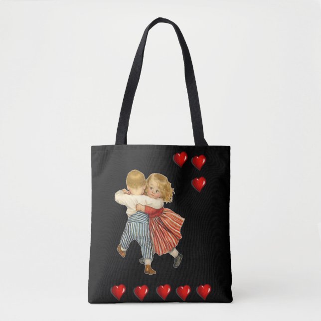 Tote bag valentines day kärlek hjärtan tygkasse (Framsida)