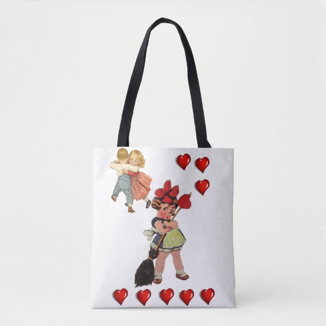 Tote bag valentines day kärlek hjärtan tygkasse (Framsida)