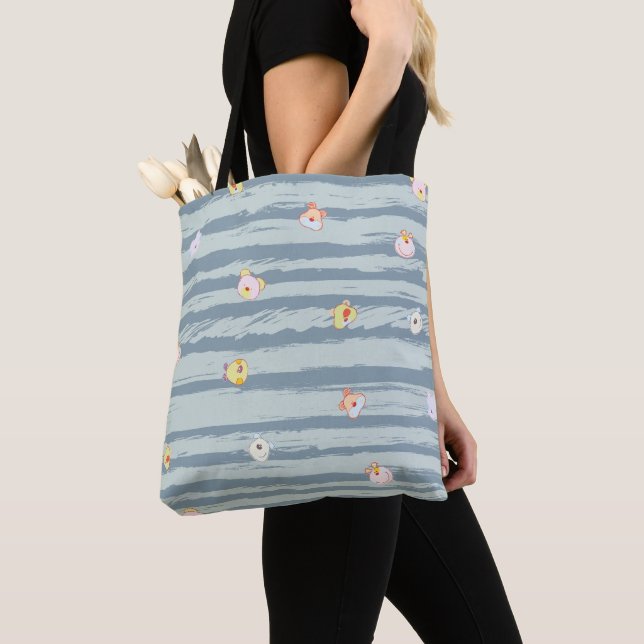 Tote Bag – Whimsy Faces Tygkasse (Närbild)