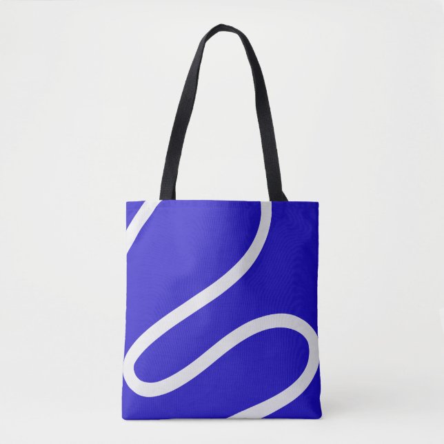 Tote Bag – White Lines on Blue Tygkasse (Framsida)