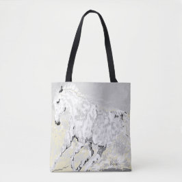 Tote Bag/White Stallion i Rörelse Tygkasse