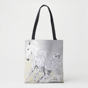 Tote Bag/White Stallion i Rörelse Tygkasse
